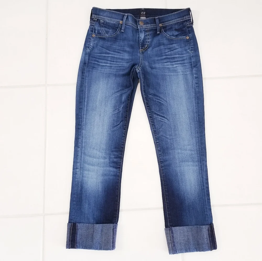 COH Citizens of Humanity Dani Cropped Straight Leg Cuffed Blue Jeans Sz 26 - Picture 4 of 13